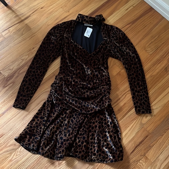 THE ATTICO
LEOPARD PRINT STRETCH VELVET MINI DRESS - Picture 5 of 10